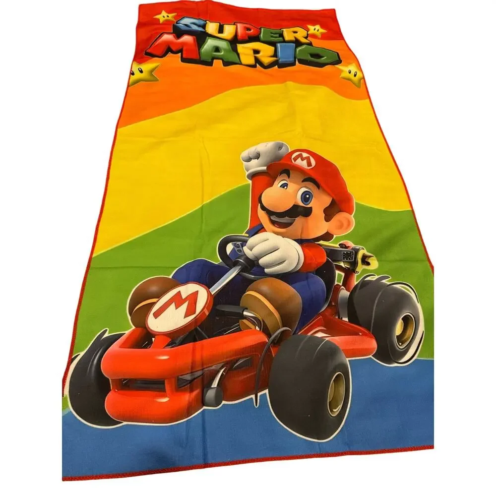 Mario Bros go kart colorful beach towel